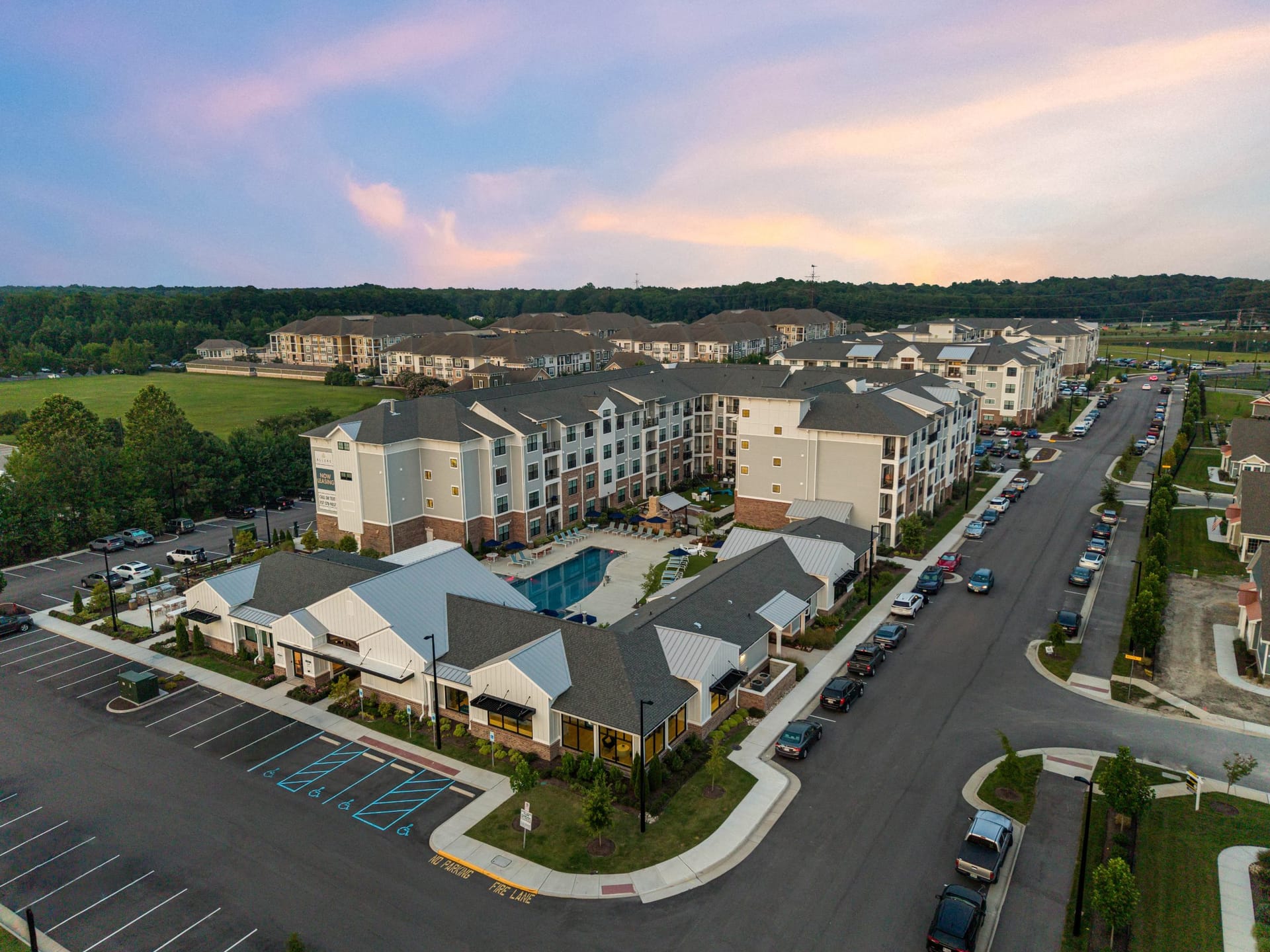 Allure at Edinburgh Chesapeake, VA — amenity space aerial photography by Delray Drones