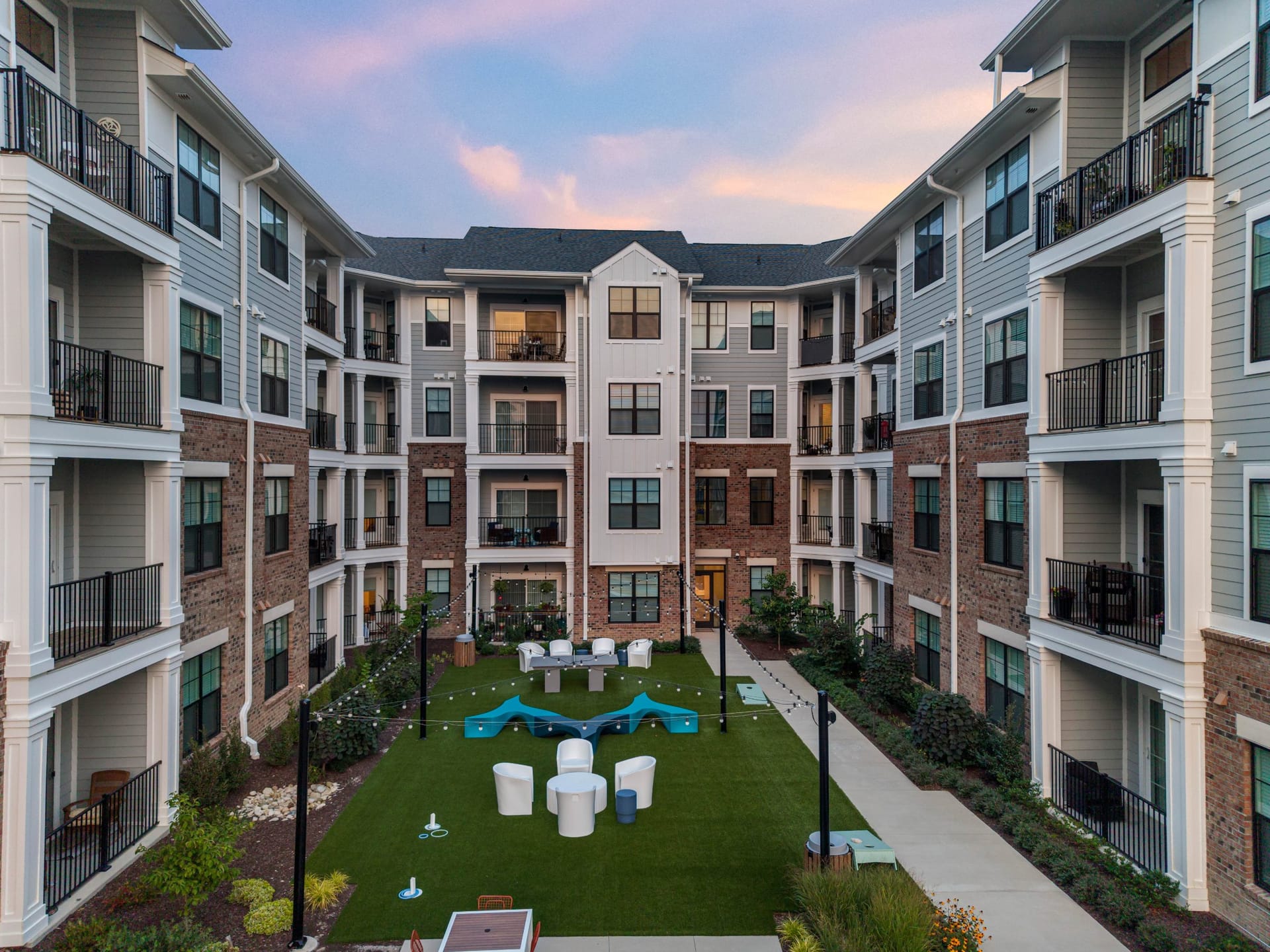 Allure at Edinburgh Chesapeake, VA — building facade aerial photography by Delray Drones