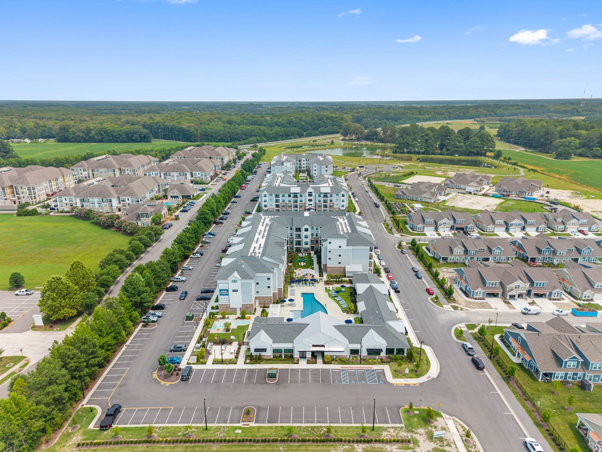 Allure at Edinburgh Chesapeake, VA — amenity space aerial photography by Delray Drones