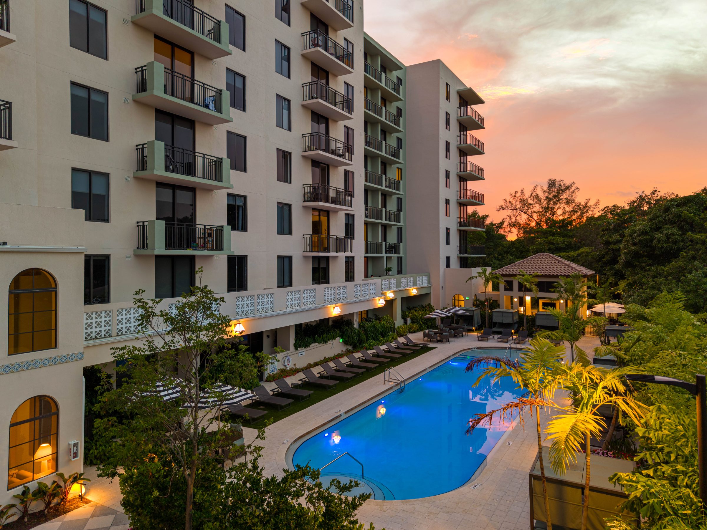 Arvella Aventura Miami, FL  — amenity space aerial photography by Delray Drones