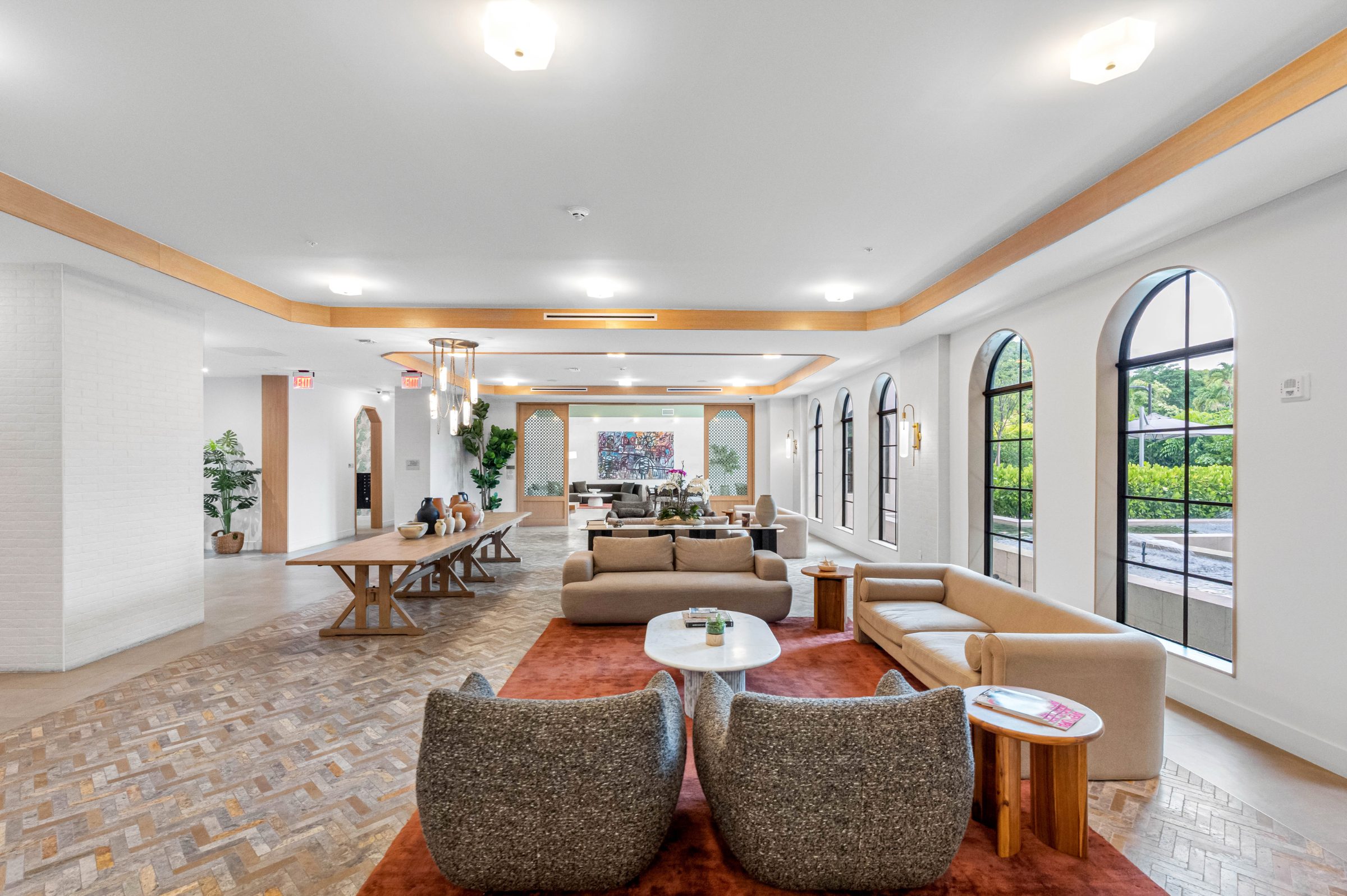 Arched-window resident lounge at Arvella, Aventura