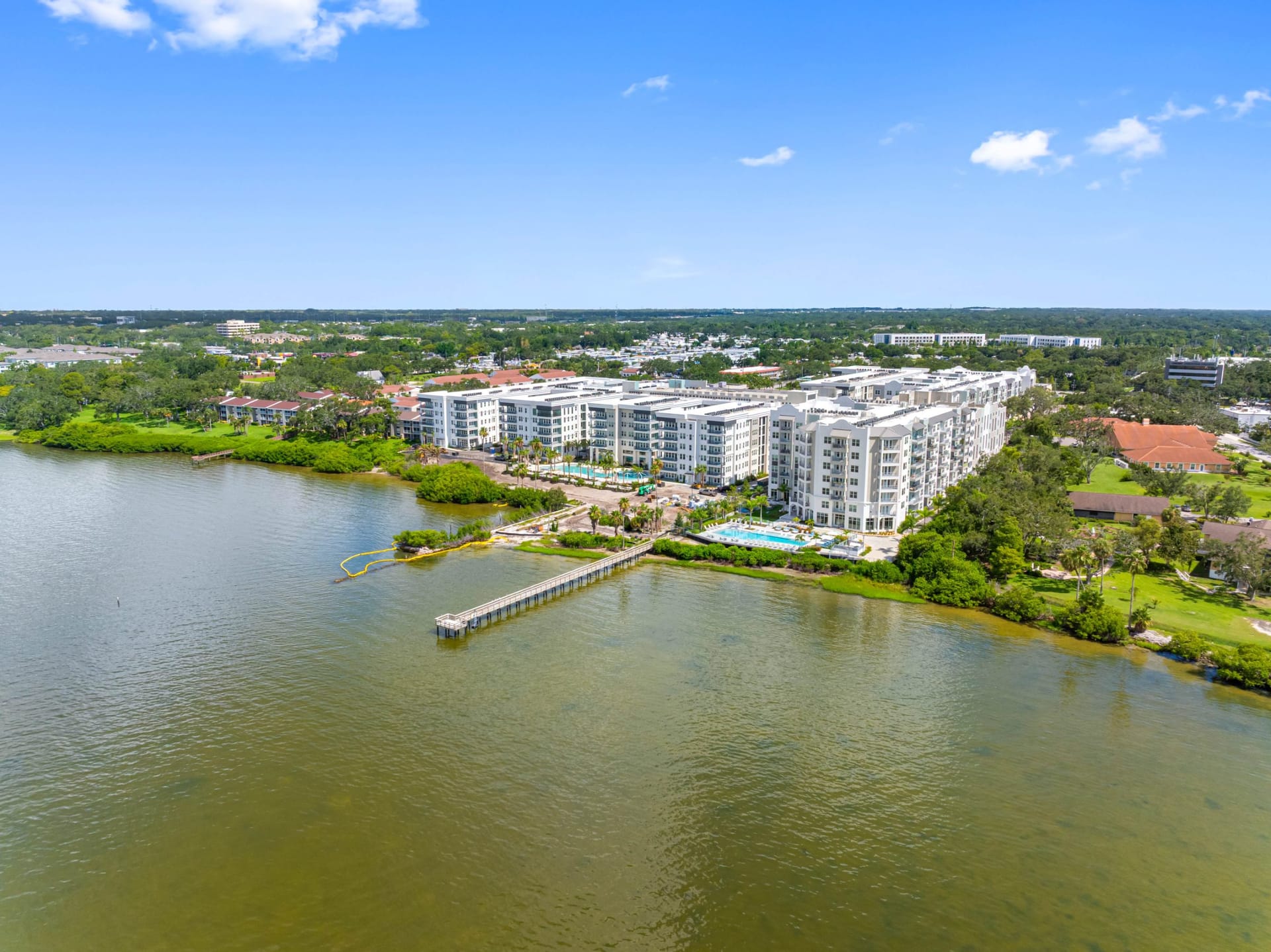 Bainbridge Bayview Clearwater, FL — amenity space aerial photography by Delray Drones