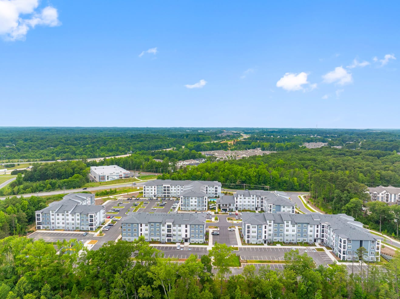 Bainbridge Mallard Creek Charlotte, NC — leasing center exterior aerial photography by Delray Drones