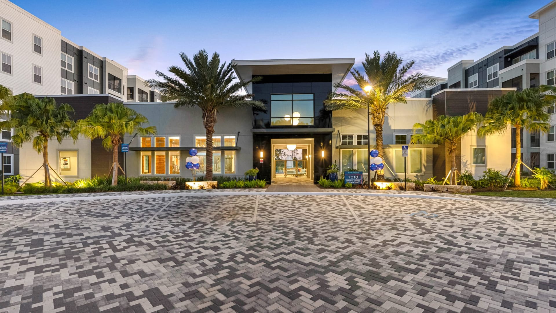 Bainbridge World Center Orlando, FL — leasing center exterior aerial photography by Delray Drones