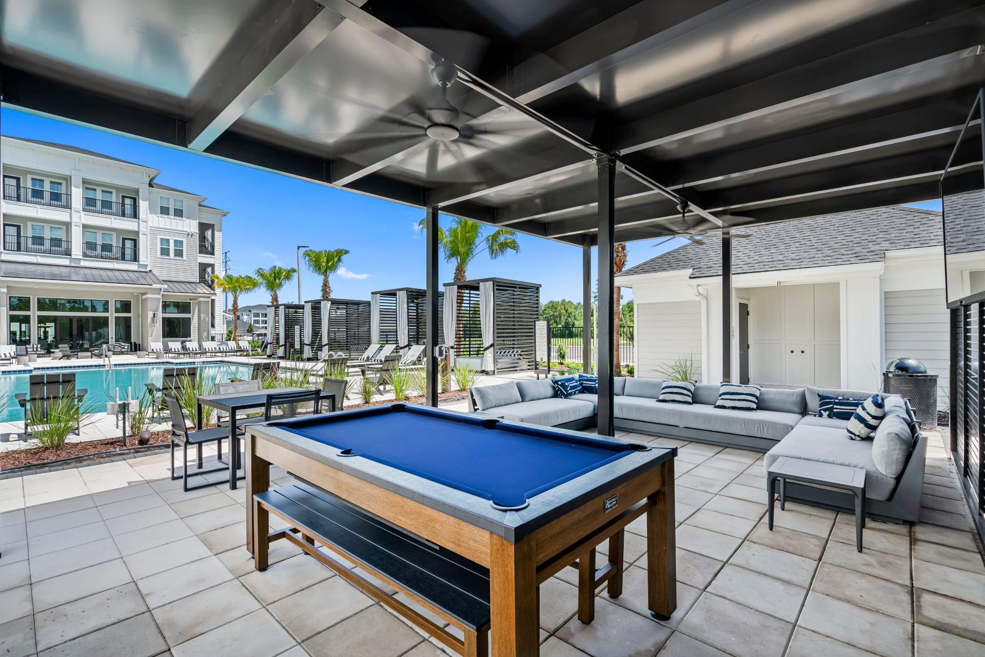 Caroline Waterford Lakes Orlando, FL — leasing center exterior aerial photography by Delray Drones