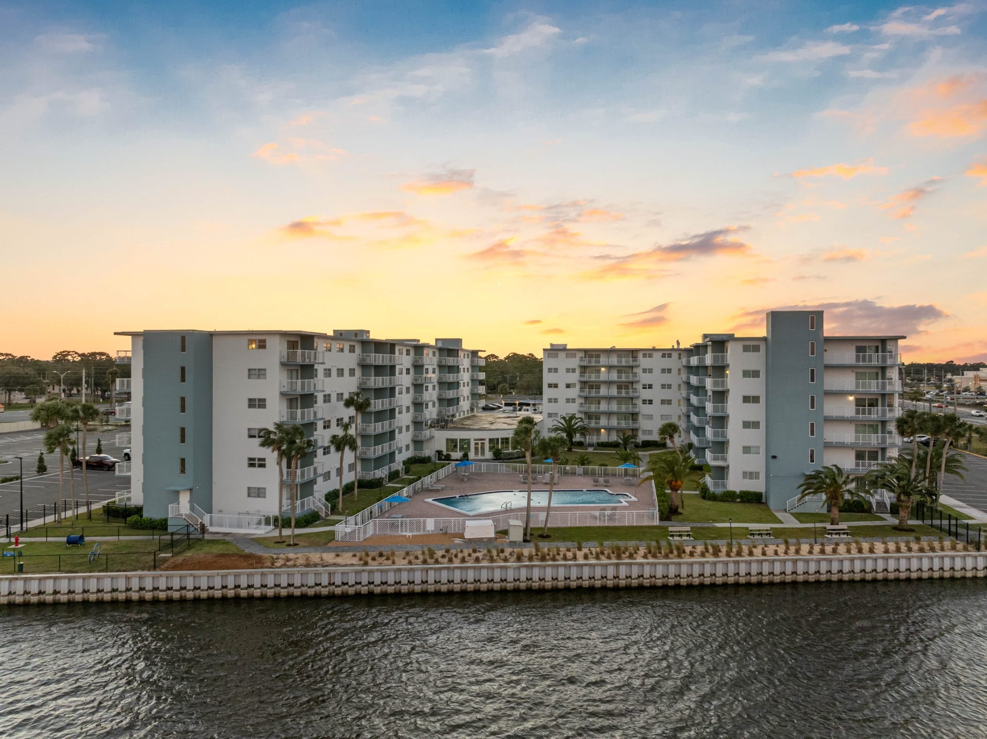 Dream Space Coast Titusville, FL — leasing center exterior aerial photography by Delray Drones