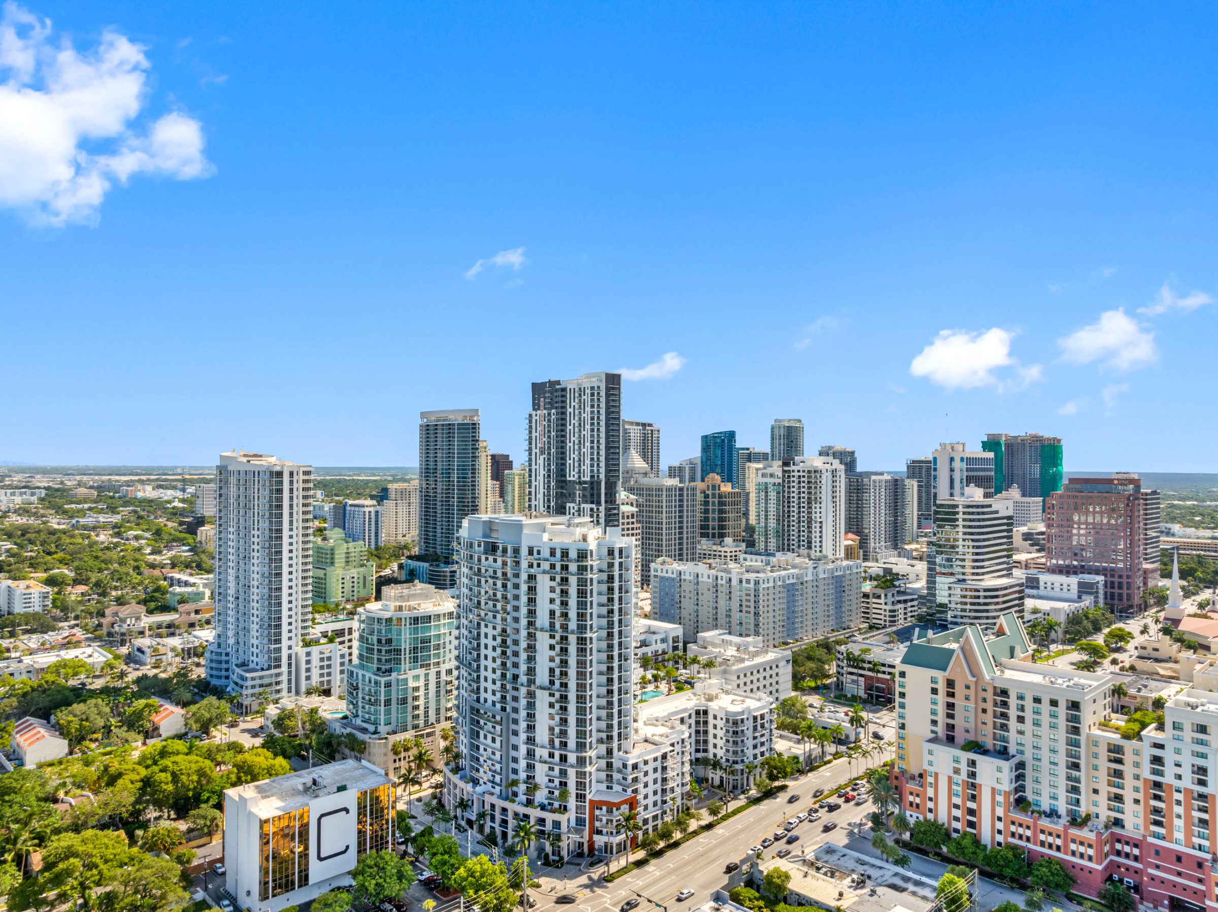 Laureat Fort Lauderdale, FL — leasing center exterior aerial photography by Delray Drones