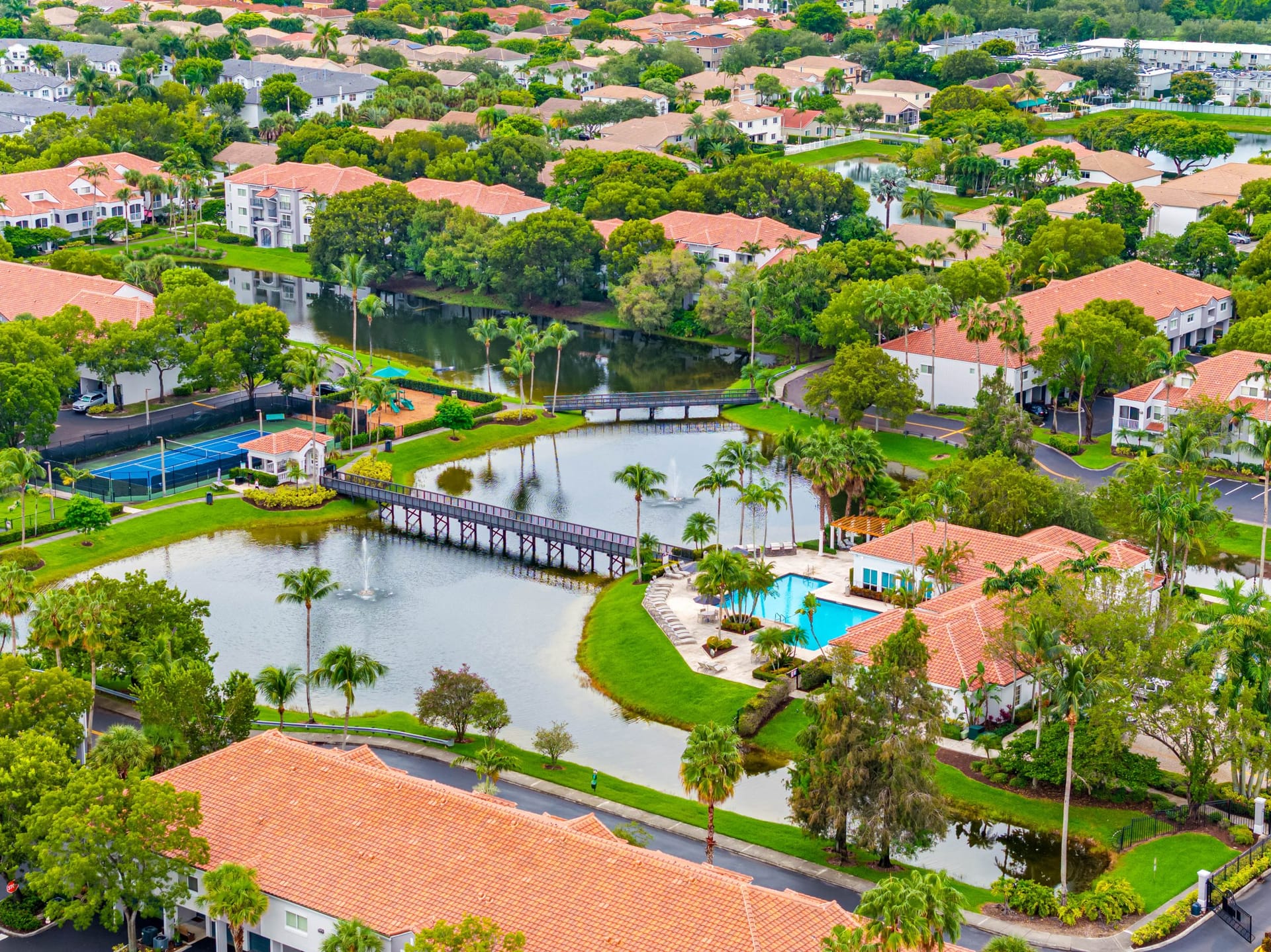 Palms Of Doral Doral, FL — amenity space aerial photography by Delray Drones