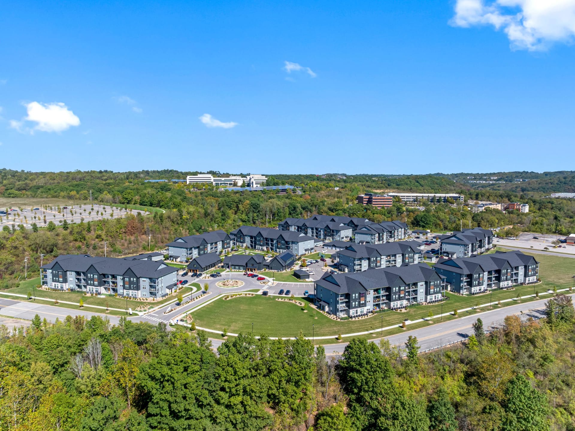 Prism At Diamond Ridge Moon Township, PA  — lifestyle detail aerial photography by Delray Drones