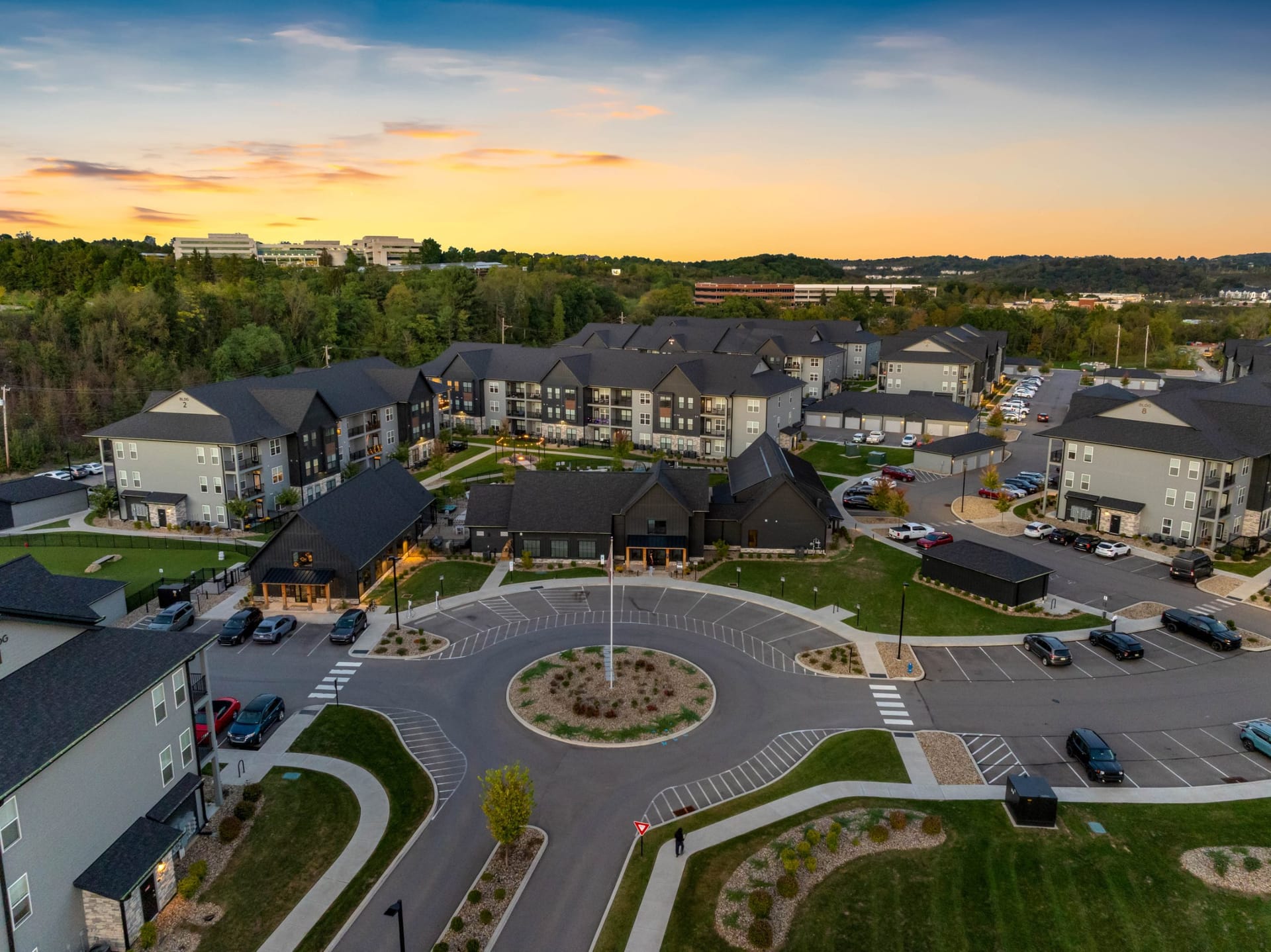 Prism At Diamond Ridge Moon Township, PA  — amenity space aerial photography by Delray Drones