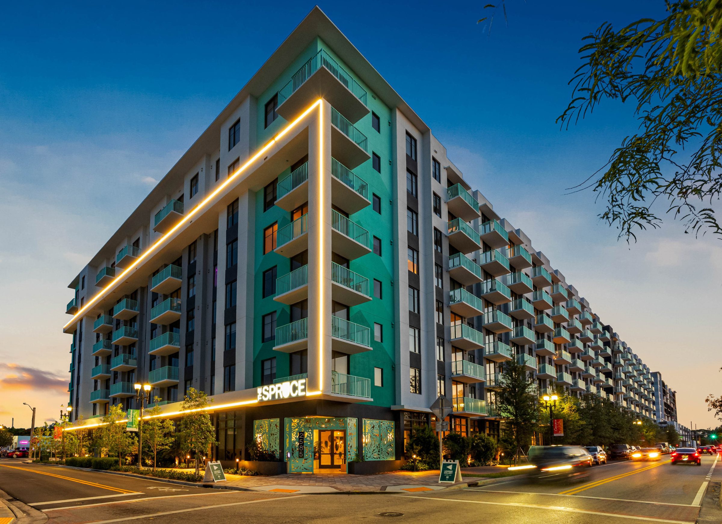 The Spruce  West Palm Beach, FL — building facade aerial photography by Delray Drones