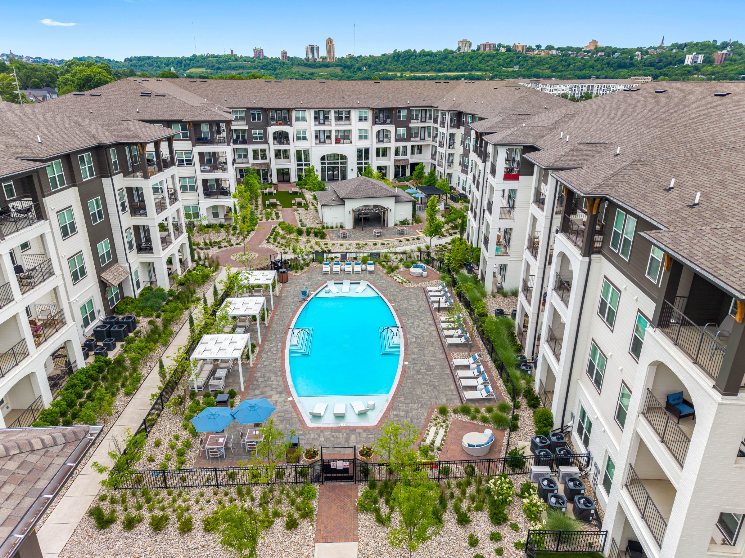 Velo Riverside Apartments Dayton, KY — rooftop and skyline aerial photography by Delray Drones