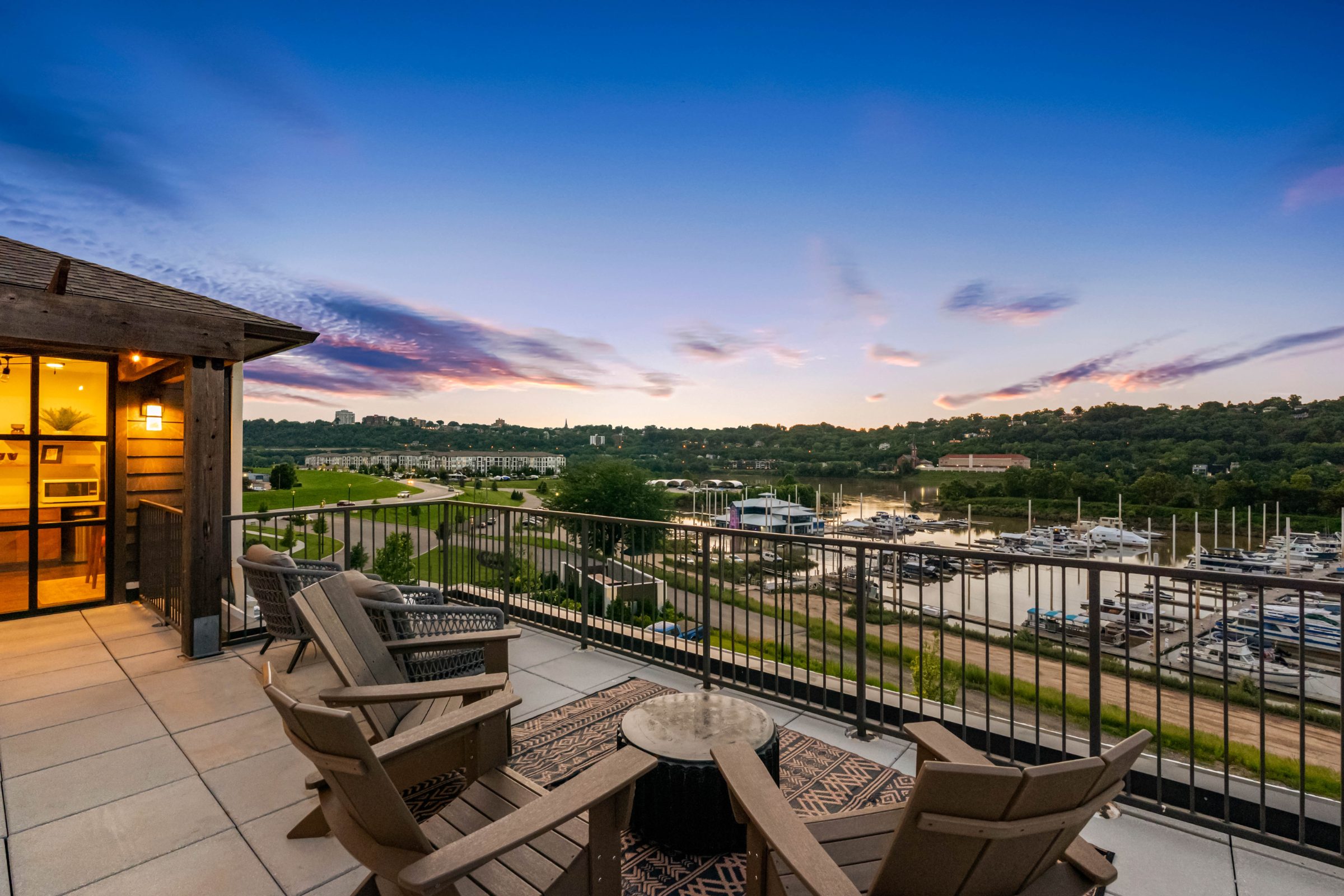 Velo Riverside Apartments Dayton, KY — building facade aerial photography by Delray Drones
